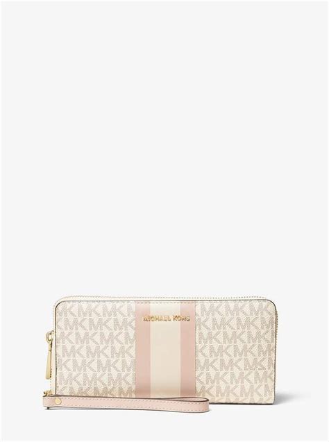 michael kors logo stripe continental wristlet